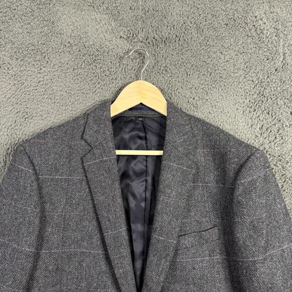 J Crew Sport Coat Mens 40R Gray Plaid Crosby Classic Fit Abraham Moon Tweed Wool - Picture 2 of 15
